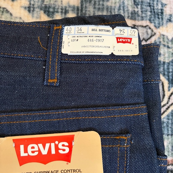 NWT Levi’s 1970's 646 0917 Orange Tab Bell Bottom Jeans Deadstock Sz 40x34 Vtg - Picture 2 of 15